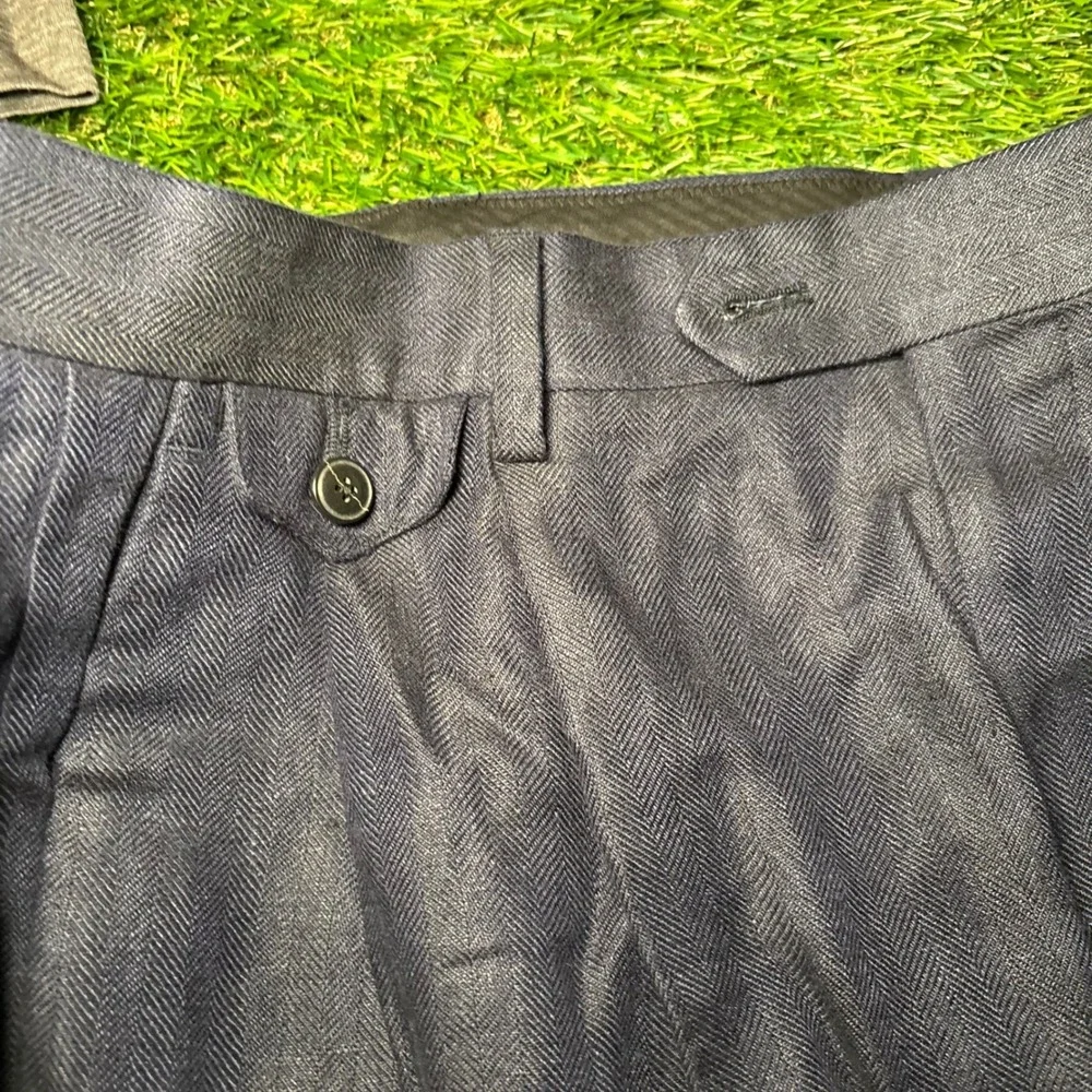 J.Crew Mens Navy Herringbone 100% Linen Pleated Dress Pants CF211 31x32 NWT